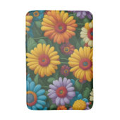 Retro 70s stijl kleurrijke madeliefjes badmat (Voorkant Verticaal)