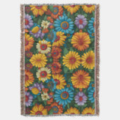 Retro 70s stijl kleurrijke madeliefjes deken (Voorkant Verticaal)