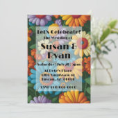 Retro 70s stijl kleurrijke madeliefjes kaart (Staand voorkant)