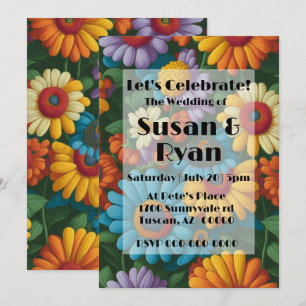 Retro 70s stijl kleurrijke madeliefjes kaart