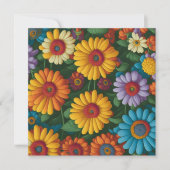 Retro 70s stijl kleurrijke madeliefjes kaart (Voorkant)