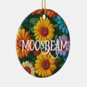 Retro 70s stijl kleurrijke madeliefjes keramisch ornament (Rechts)