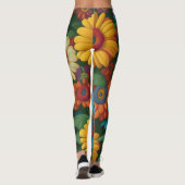 Retro 70s stijl kleurrijke madeliefjes leggings (Achterkant)