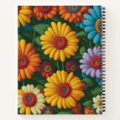 Retro 70s stijl kleurrijke madeliefjes notitieboek (Achterkant)