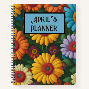 Retro 70s stijl kleurrijke madeliefjes notitieboek