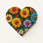 Retro 70s stijl kleurrijke madeliefjes notitieboek (Achterkant)