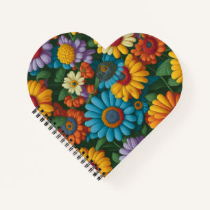 Retro 70s stijl kleurrijke madeliefjes notitieboek