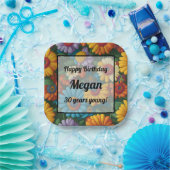 Retro 70s stijl kleurrijke madeliefjes papieren bordje (Feest)