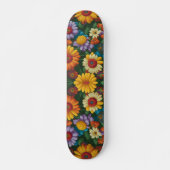 Retro 70s stijl kleurrijke madeliefjes persoonlijk skateboard (Voorkant)