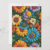 Retro 70s stijl kleurrijke madeliefjes save the date (Achterkant)