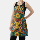 Retro 70s stijl kleurrijke madeliefjes schort (Insitu)