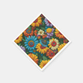 Retro 70s stijl kleurrijke madeliefjes servet (Hoek)