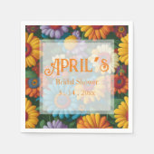 Retro 70s stijl kleurrijke madeliefjes servet (Voorkant)