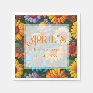 Retro 70s stijl kleurrijke madeliefjes servet