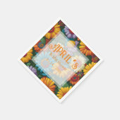 Retro 70s stijl kleurrijke madeliefjes servet (Hoek)