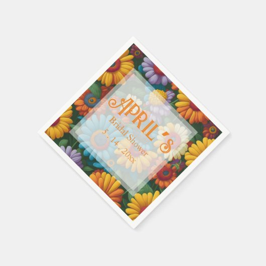 Retro 70s stijl kleurrijke madeliefjes servet (Hoek)