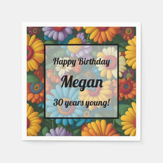 Retro 70s stijl kleurrijke madeliefjes servet (Voorkant)