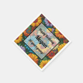 Retro 70s stijl kleurrijke madeliefjes servet (Hoek)