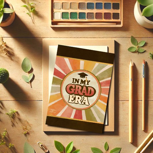 Retro 70s Stijlvol Grappig In Mijn Afstudeerder Er Kaart