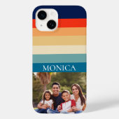 Retro 70s Strepen Foto Moderne Sjabloon Monogram Case-Mate iPhone Case (Achterkant)