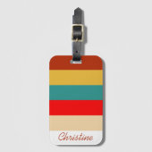 Retro 70s strepen met meerdere kleuren bagagelabel (Voorkant (verticaal))