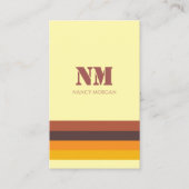 Retro 70s Strepen Monogram Geel Visitekaartje (Voorkant)