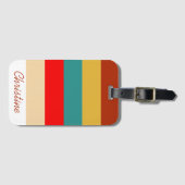 Retro 70s strepen multi kleur bagagelabel (Voorkant (horizontaal))