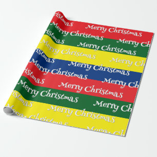 Retro 70s Strepen Prettig Kerstfeest Cadeaupapier