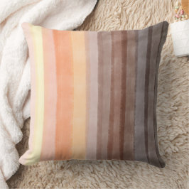 Retro  70s strepen sinaasappel bruin waterverf kussen