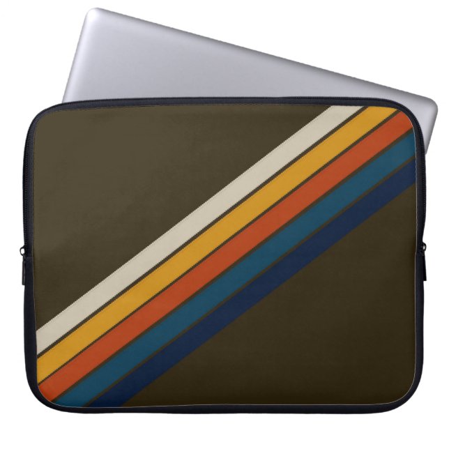 Retro  70's Stripe Laptop Sleeve (Voorkant)