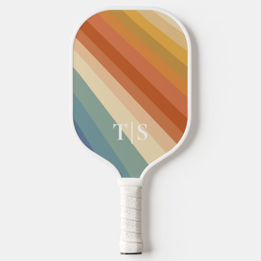 Retro 70s Stripe Monogram Pickleball Paddle (Voorkant)