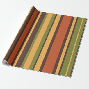 Retro 70s Stripes Brown Avocado Oranje Mustard Cadeaupapier