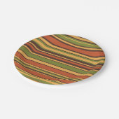 Retro  70s Stripes Brown Avocado Sinaasappel Papieren Bordje (Gekanteld)