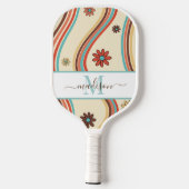 Retro 70s Stripes Custom Monogram Pickleball Paddle (Achterkant)