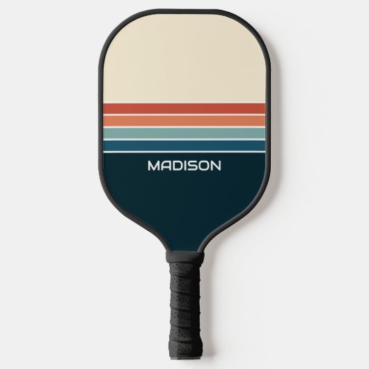 Retro 70s Stripes gepersonaliseerd Pickleball Paddle (Voorkant)