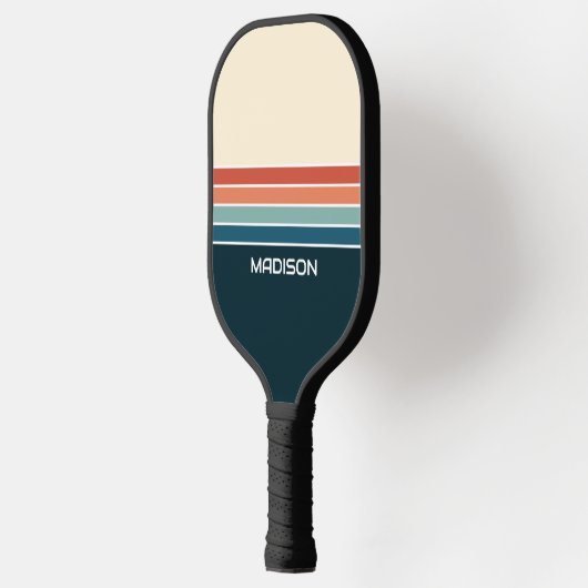 Retro 70s Stripes gepersonaliseerd Pickleball Paddle (Links)