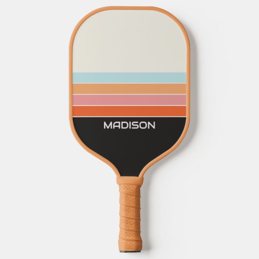 Retro 70s Stripes gepersonaliseerd Pickleball Paddle (Voorkant)