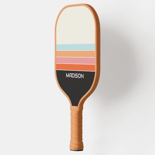 Retro 70s Stripes gepersonaliseerd Pickleball Paddle (Links)