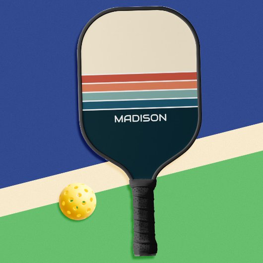 Retro 70s Stripes gepersonaliseerd Pickleball Paddle