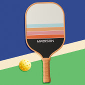 Retro 70s Stripes gepersonaliseerd Pickleball Paddle