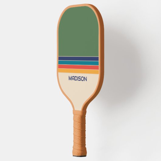 Retro 70s Stripes gepersonaliseerd Pickleball Paddle (Links)