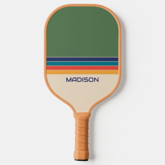Retro 70s Stripes gepersonaliseerd Pickleball Paddle (Achterkant)