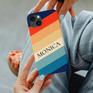 Retro 70s Stripes Groovy Color Block Personalized Case-Mate iPhone 14 Plus Hoesje