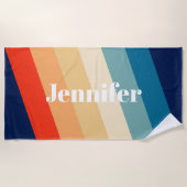 Retro 70s Stripes Persoonlijke naam Strandlaken (Voorkant)