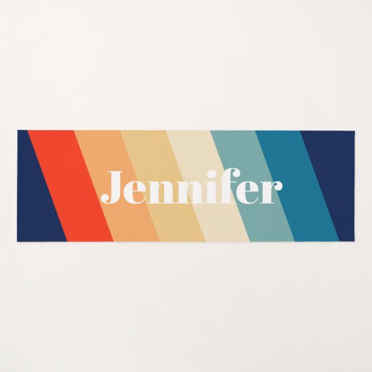 Retro 70s Stripes Persoonlijke naam Yogamat (Voorkant (horizontaal))