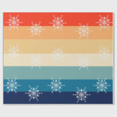 Retro 70s Stripes Sneeuwvlok Kerstmis Cadeaupapier (Vlak)