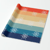 Retro 70s Stripes Sneeuwvlok Kerstmis Cadeaupapier (Uitgerold)