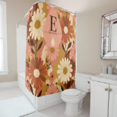 Retro 70s Summer Floral Daisy Custom Name Douchegordijn (In situ)
