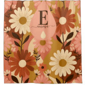 Retro 70s Summer Floral Daisy Custom Name Douchegordijn (Voorkant)