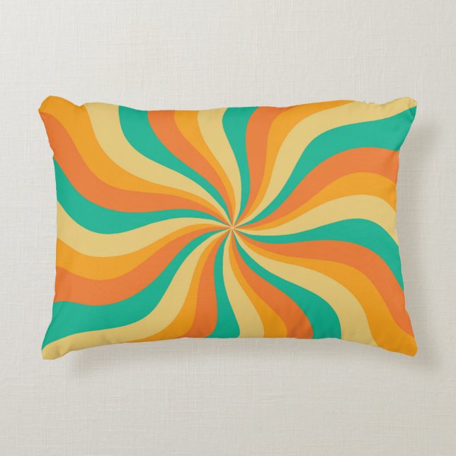 Retro 70s Sunburst Kleurrijke achtergrond Accent Kussen (Voorkant)